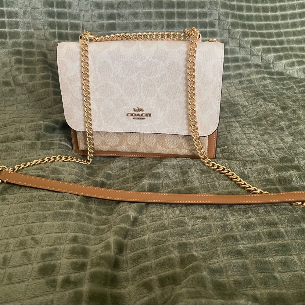 NWO tags AUTHENTIC COACH Klare crossbody light khaki & caramel NEVER USED!